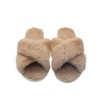 Beige Cross Slippers Fuzzy Fluffy Faux Fur House SPA Cute