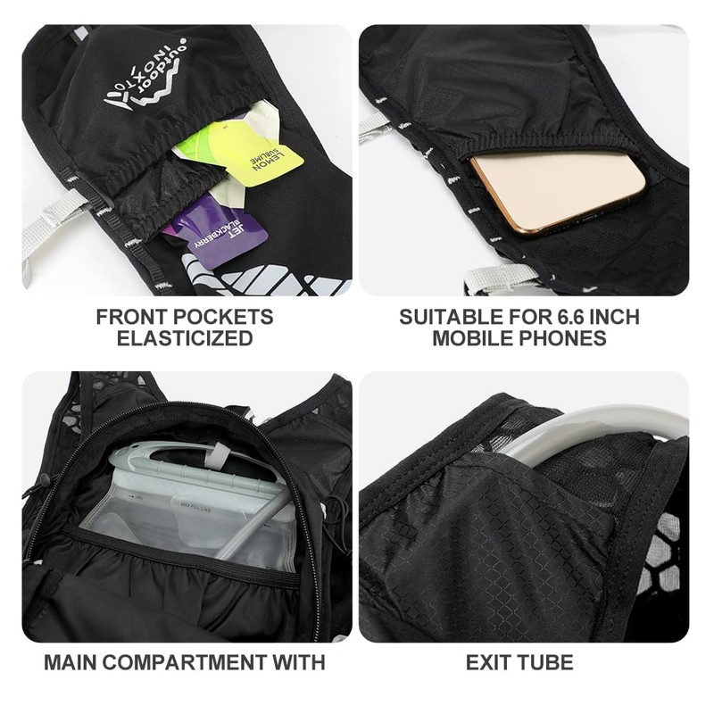 INOXTO running water bag vest backpack with1.5L water bladder hydration
