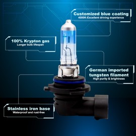 ALKOREY-9006 HB4 12V 55W Car Headlight Bulb,Auto Halogen Lamp,4000K Super White Blue Light,Automotive Fog Light,1 Pack