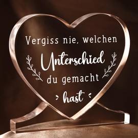 Leaving Gift Teacher Colleague with Saying - Heart Acrylic Decoration - Thank You Gift for Women Men for Retirement