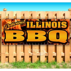 Illinois BBQ Banner 13 oz | Non-Fabric | Heavy-Duty Vinyl Single-Sided With Metal Grommets