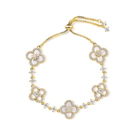 JA.S.JR Charm Clover Bracelet CZ Silver Gold Bracelets for Women