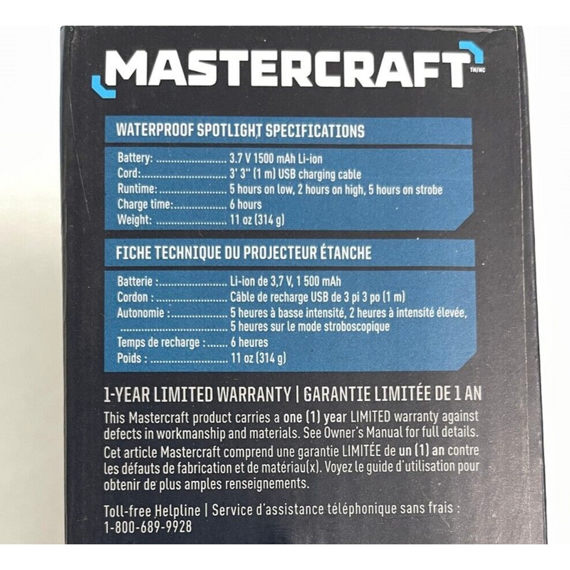 Mastercraft 180-Lumen Handheld Waterproof Spotlight