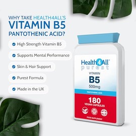 Vitamin B5 Pantothenic Acid 500mg 180 Capsules, 6 Months Supply, 8,333% NRV