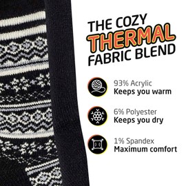 Hot Feet 2/4 Pack Warm Cozy Thermal Socks for Women - Thick Insulated Crew for Cold Winter Weather. Fair Isle/Sport Black