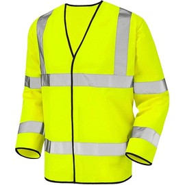 GA COMMUNICATIONS HIGH Visibility Reflective Safety Jacket Workwear Long Sleeve Executive HI VIZ VIS Security TOP Stripes Bands Closure[Yellow,5XL]