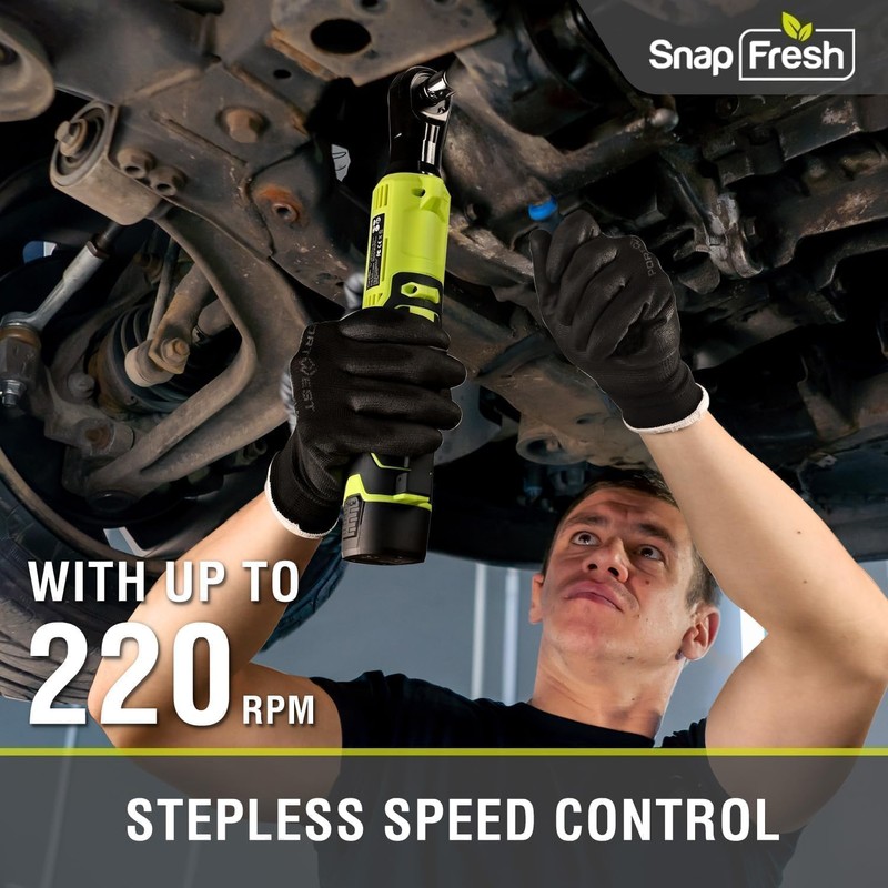 SnapFresh Cordless Electric Ratchet Wrench – 55 ft-lbs Torque, 12V