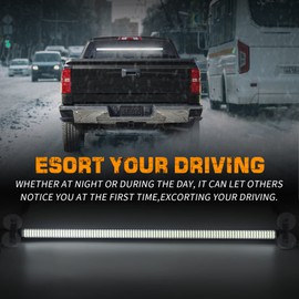 XRIDONSEN 35 inch Traffic Advisor Light Bar 144 LED White strobe lights Emergency Warning Flashing Safety Interior Windshield w/Directional Arrow for Construction Vehicles Snow plow Trucks