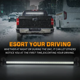 XRIDONSEN 35 inch Traffic Advisor Light Bar 144 LED White strobe lights Emergency Warning Flashing Safety Interior Windshield w/Directional Arrow for Construction Vehicles Snow plow Trucks