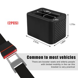 Gasedin 2 PCS Seat Belt Buckle Holder, Silicone Seatbelt Buckle Booster for Easy Access, Seat Belt Buckle Fixer Makes Receptacle Stand Upright and Stable for Kids, Car Accessories (Black)