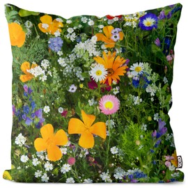 VOID Flower Meadow Wild Flowers Garden Cushion Cover Polyester Waterproof Easter Decorative Cushion Outdoor Cushion Size: 40 x 40 cm
