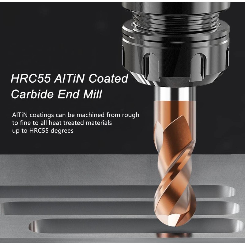 ASNOMY Set of 2 Solid Carbide Radius Milling Cutter Ball