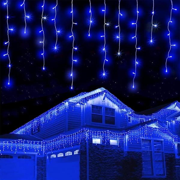 Japanese Corporation, Illumination, Indoor and Outdoor Use Icicle, 120 Bulbs, 16.4 ft (5 m), 4 Colors, Outlet Type, Waterproof, Stylish, Christmas Light, Tree Decoration, Illumination Light (Blue)