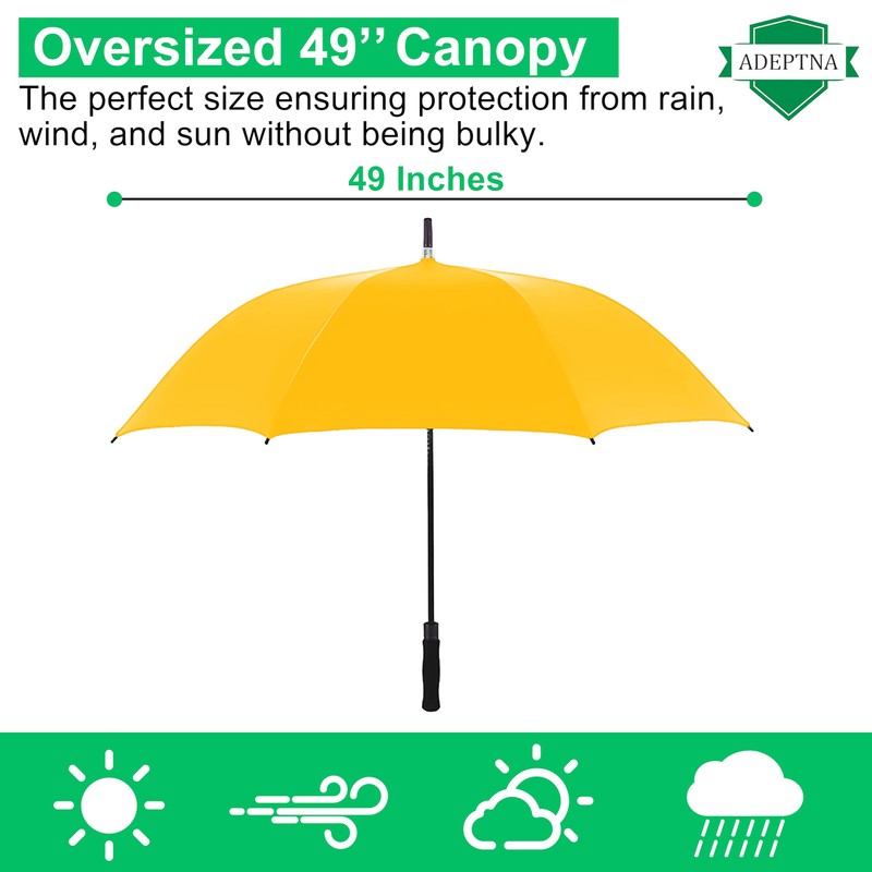 ADEPTNA Large 49” Double Ribbed Golf Umbrella Windproof and Waterproof