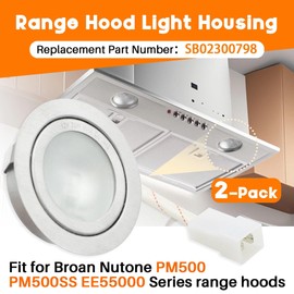 Terixe 2 Pack SB02300798 Range Hood Light Housing for Broan NuTone PM500/PM500SS/EE55000 - LED Hood Light Bulb 12V 20W Frosted Glass & Stainless Steel