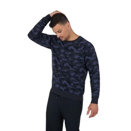 90 Degree By Reflex Men's Terry Brushed Long Sleeve Top - Camo Navy - Large