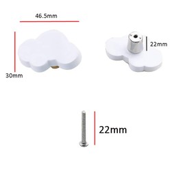 6Pcs Cloud Shape Soft Rubber Knobs Furniture Knobs Cabinet Handle Pulls Door Knobs Cabinet Knobs with Screws for Cabinets, Doors, Dresser, Kitchen, Closets Organizer Desk Box Bookcase, White