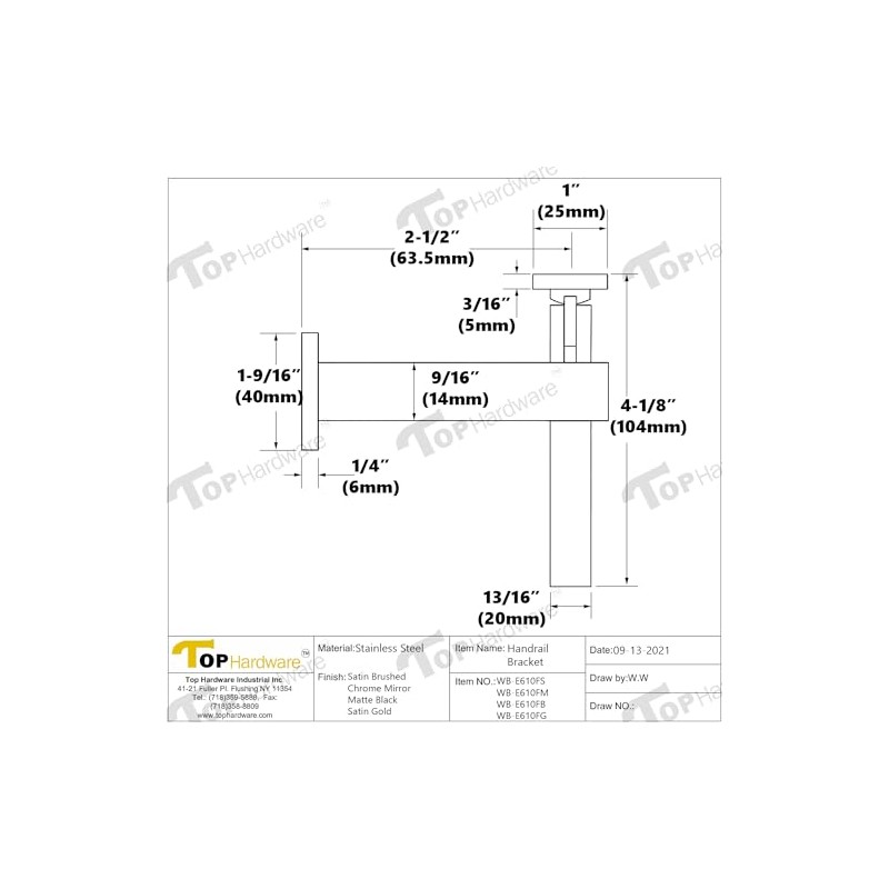Top Hardware Stainless Steel 316 Garde Wall Mount Adjustable Handrail