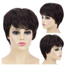 SYXLCYGG Chestnut Brown Wig Old Lady Wigs Synthetic Older White Womens Ladies Hair Wigs Fluffy Full Free Wig Cap