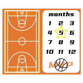 BBLSCWZ Basketball Baby Monthly Milestone Blanket Sports Month Blankets Growth Chart Nursery Swaddling Blankets Gift Ideas for Newborn Baby Shower Photography Background 40x48inch