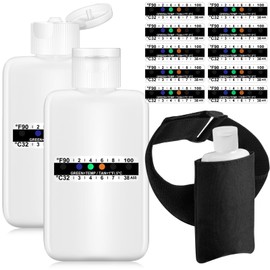 Remagr 14 Pcs Urine Show Complete Kit 2 Portable Empty Bottles 10 Adhesive Temperature Show Strip Hidden Leg Strap Urine Oxford Pouch Urine Test Bottles (Flip Style)