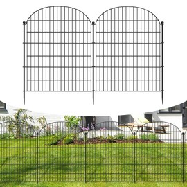 Decorative Garden Metal Fence 5 Pack, 32 in (H) x 11.8 ft (L) No Dig Dog Animal Barrier for Yard, Animal Ground Stakes Fencing for Garden, Patio, Flower Bed