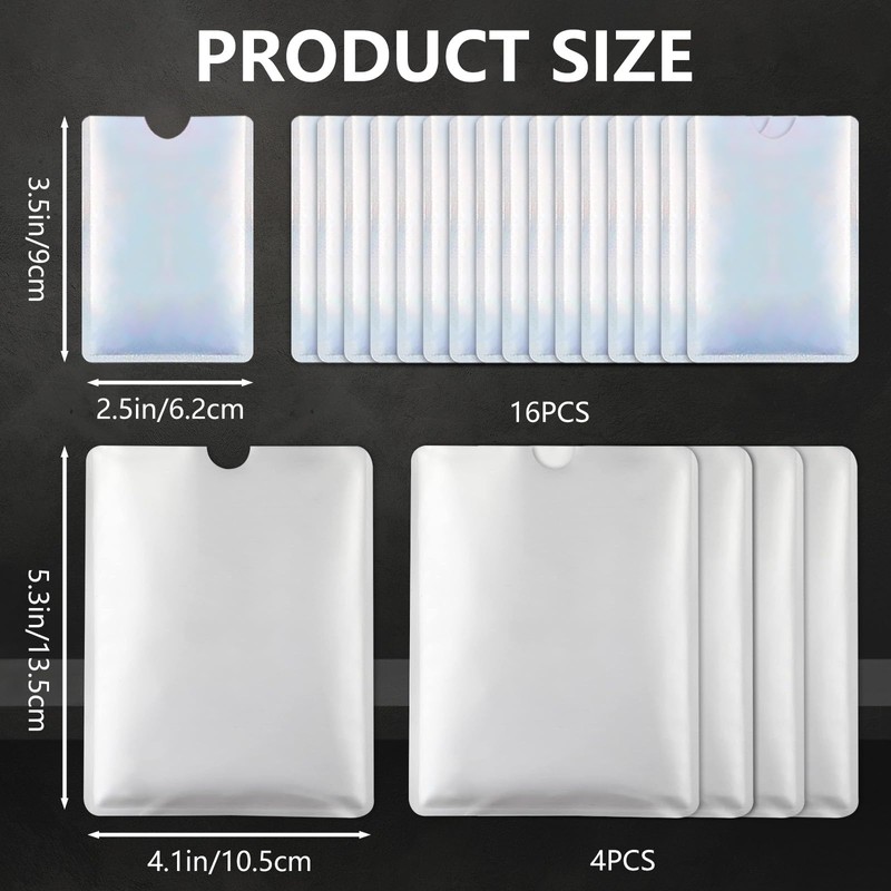 20 Pcs Travel Passport Credit Card Blocking Sleeves, Signal Blocking