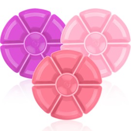 LIANGYUNZE 3 Pcs Sectional Round Plastic Serving Tray Platters 11inch Unbreakable Chip and Dip Divided Serving Plates,Round 7 Compartments Multifunctional Food Platter for Snack, Nuts,Veggies,Candy, Dried Fruit
