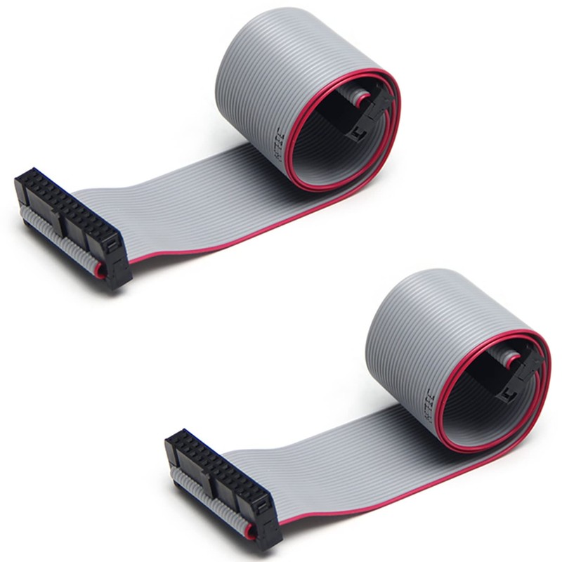 Fielect 20 Pin 30cm Grey Flat Ribbon Cable Connector, 2.54mm