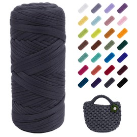 Uiopa T-Shirt Yarn, 200 g Ribbon Yarn for Knitting and Crochet, Thick Ribbon Yarn Crochet Yarn for Crochet Bags/Baskets/Carpets, Home Decoration, DIY Crafts (Dark Blue)