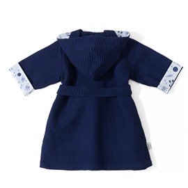 Pepi MADE IN POLAND Bathrobe Children's Baby Unisex – Bathrobe Children Boys 100% Cotton – Children's Bathrobe Girls with Hood, Magic Space Midnight Blue L