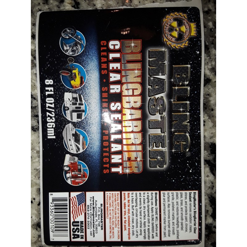 BlingMaster Blingbarrier Paint Glass Chrome Headlight Restorer Polish Sealer 8oz