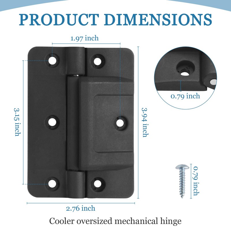SHAHN Black Cooler Oversized Mechanical Hinge Replacement for Igloo Newer