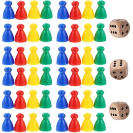 YFFSFDC Board Game Wooden Pawn Chess 48 Pieces Chess + 3 Dice Multi Color Game Pawn Chess Pieces Pawn Man Dice Chess Game Chess Board Game Chess Board Game Chess Board Game Chess Chess Board Game