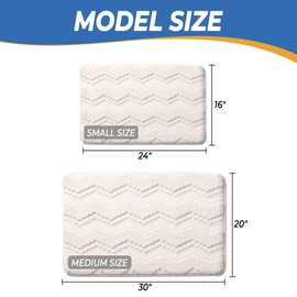 voofly Bath Mat Memory Foam Microfiber Absorbent Bathroom Rugs Ultra Soft Non-Slip Shower Rug for Bathroom Floor 24" x 16" White