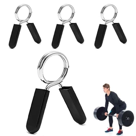 LAJUP Pack of 4 Dumbbell Bar Spring Clasps, 25 mm Barbell Clips, Steel Spring Clasps, Spring Clasps, Dumbbell Clips, Spring Clip, Dumbbell Closure for Strength Sports
