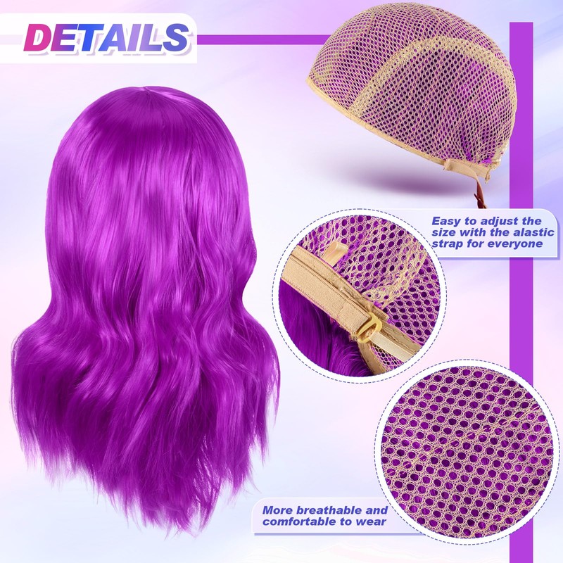 8 Pcs 12 Inch Colorful Party Wigs Wavy Bob with