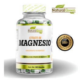 Citrato Magnesio Natural Green 500mg 100 Cápsulas Veganas Gluten