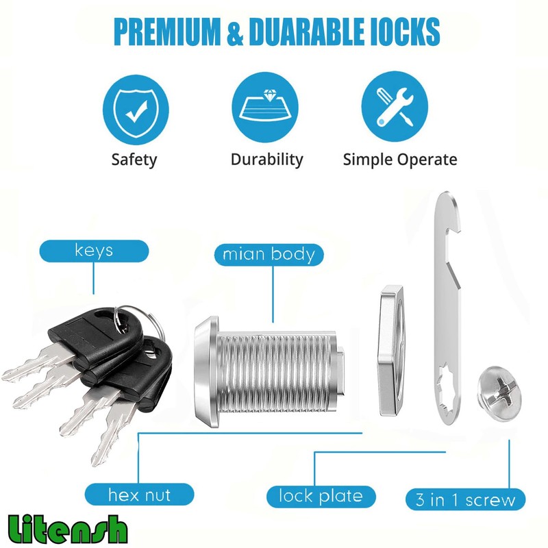 Litensh Letterbox Lock with 4 Keys, Post Box Lock Drawer