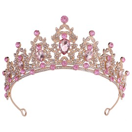 Girls Crystal Tiara Wedding Bridal Women Princess Headband Crown Hair Accessories for Birthday Party Pageant Prom Queen Costume Stage Performances, Alloy, Rhinestone
