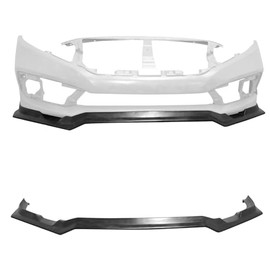 IKON MOTORSPORTS Front Bumper Lip Splitter Spoiler, Compatible with 2019-2021 Honda Civic Sedan 4-Door (Exclude SI Sedan), IKFM Style PU Polyurethane Air Dam Chin Spoiler Protector Splitter 1PCS