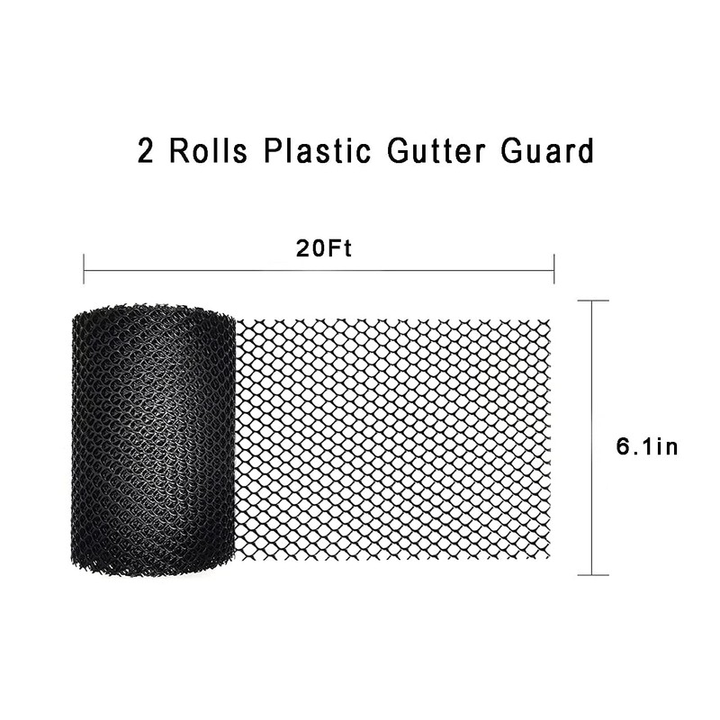 2-Pack Plastic Gutter Guard Mesh Roll 6” x 20Ft Rain