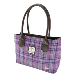 Glen Appin of Scotland Harris Tweed Classic Cassley Handbag LB1003 COL146 - Purple & Mint Check