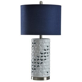 Collective Design L311367ADSAM School of Fish Cylindrical, White,Silver,Sand, Navy Blue Table Lamp