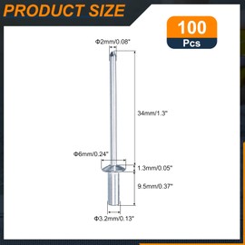 sourcing map 100Pcs 1/8"x3/8" Round Head Closed End Blind Rivets, Zinc-Plated Carbon Steel Grip and Mandrel Cap Blind Rivets, Silver