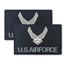 QQSD US Air Force Wings Flag Patch Army Tactical Military Patches - PVC Hook and Loop Fastener, 2 Pack