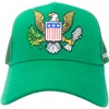 JP's Iconic USA Eagle Embroidered Trucker Hat; Adjustable Snapback; Green