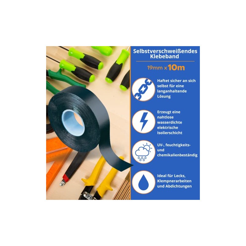 Premium Black Self Amalgamating Rubber Tape - 19mm x 10m