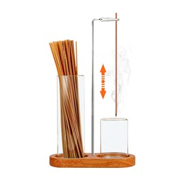 2 in 1 Incense Holder for Sticks(Height Adjustable), Anti-Ash Flying Insence-Sticks Burner with Glass Incense Holder Organizer for Meditation Yoga Spa Home Decor Sage (Silver Metal Rod)