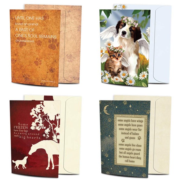 Tree-Free Greetings Four Legged Friends Pet Sympathy 8 Pack Card Assortment, 100% Recycled Paper, ECO-Friendly Cards, Made in the USA. Variety Pack with 8 Matching Envelopes, 5”x7” (GA31529)